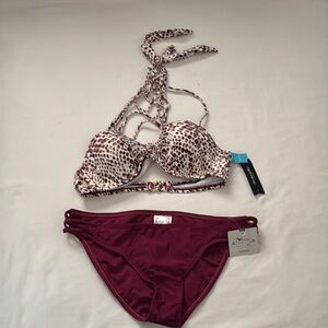 NWT. Ambrielle 2 pcs Halter push up  Bikini Top and bottom.